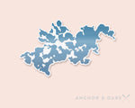 Load image into Gallery viewer, Sticker, Lake Minnetonka, Laptop Sticker, Macbook Laptop sticker, Trendy Sticker, Lake Outline Vinyl Sticker - Anchor and Oars
